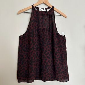 A.L.C. Burgundy Leopard Silk Sleeveless Blouse